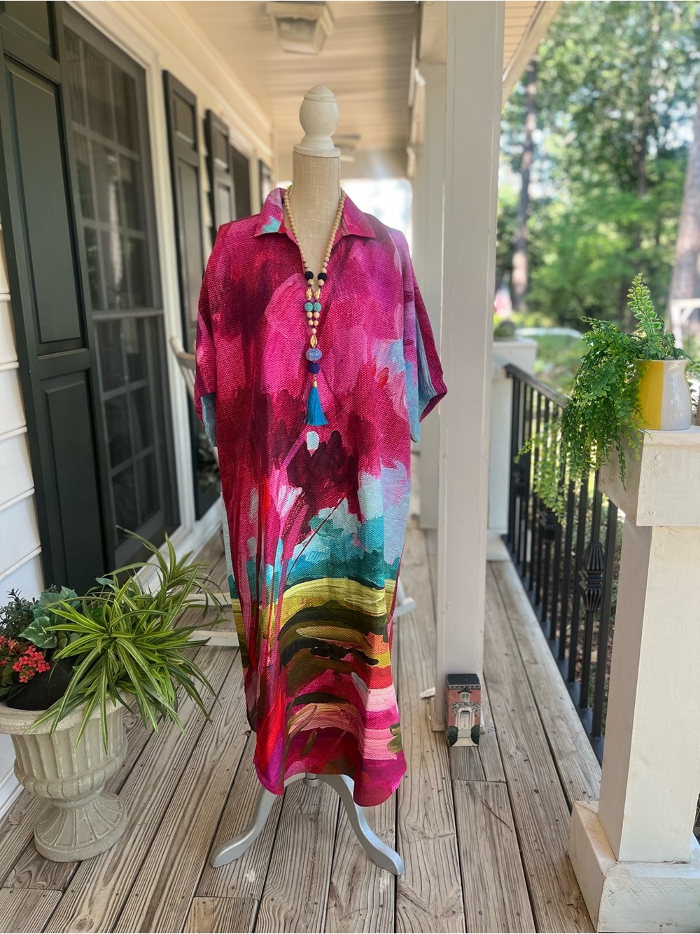 Emily McCarthy Midi Dress Poppy Caftan in the Bellamy Sunset print, XXL, NWOT